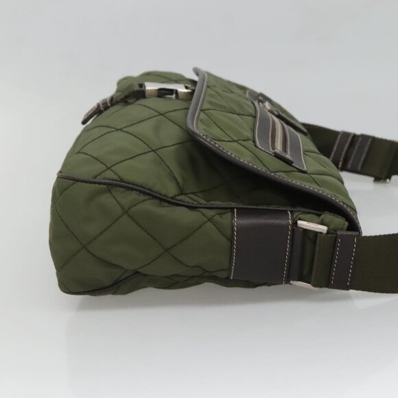 PRADA Shoulder Bag Nylon Khaki Silver Auth - Picture 4 of 16